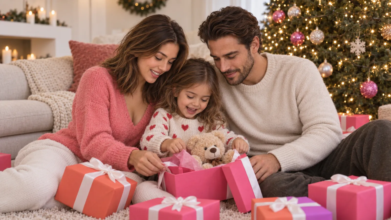 Family opening christmas list presents